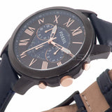 Fossil FS5061 Men's Grant Chronograph Blue Leather Watch 44mm