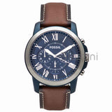 Fossil FS5151 Men's Grant Chronograph Brown Leather Watch 44mm