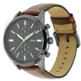 Fossil FS5522 Men's Townsman Chronograph Brown Leather Watch 44mm