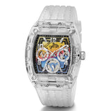 Guess GW0499G3 Men's Phoenix Tunneau Clear Silicone Multi-Function Watch 44mm