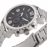 Fossil JR1353 Men's Nate Silver Stainless Steel Quartz Chronograph Watch 50mm