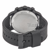 Fossil JR1354 Men's Nate Stainless Steel Quartz Black Leather Chronograph Watch 50mm