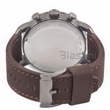 Fossil JR1424 Men's Nate Stainless Steel Quartz Brown Leather Chronograph Watch 50mm