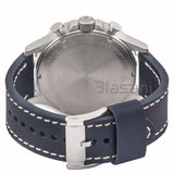 Fossil JR1480 Men's Nate Stainless Steel Quartz Blue Leather Chronograph Watch 50mm