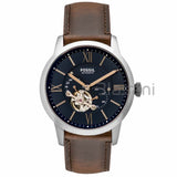 Fossil ME3110 Men's Townsman Automatic Brown Leather Watch 44mm