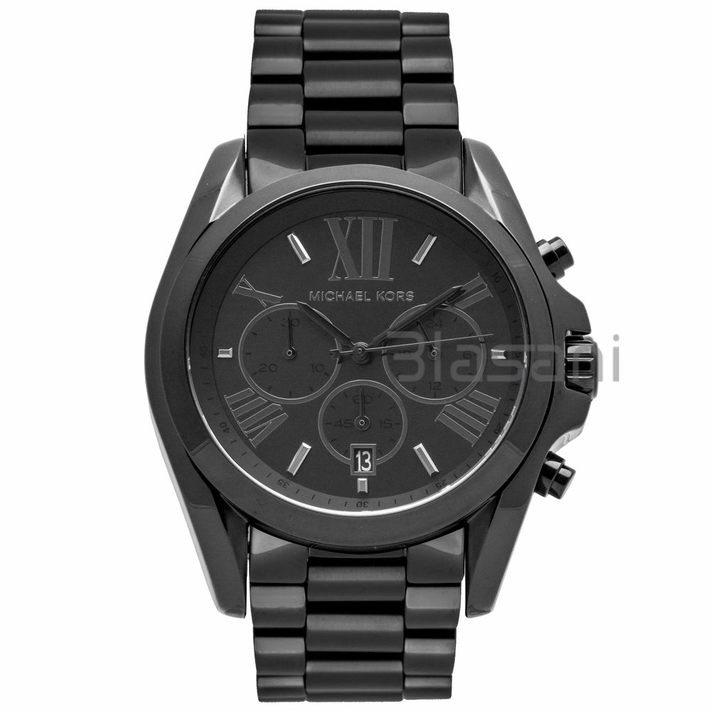 Michael Kors Original MK5550 Unisex Bradshaw Black Stainless St Chrono Watch 43mm
