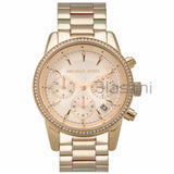 Michael Kors Original MK6356 Women's Ritz Gold Stainless Steel Chrono 37mm Watch