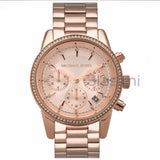 Michael Kors Original MK6357 Women's Ritz Rose Gold Stainless Steel Chrono 37mm Watch