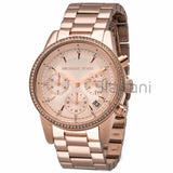 Michael Kors Original MK6357 Women's Ritz Rose Gold Stainless Steel Chrono 37mm Watch