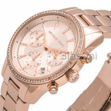 Michael Kors Original MK6357 Women's Ritz Rose Gold Stainless Steel Chrono 37mm Watch