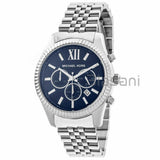 Michael Kors Original MK8280 Men's Lexington Silver Blue Dial Chrono Watch