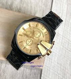 Diesel DZ4485 Mega Chief Men's Black Stainless Steel Gold Dial Chronograph Watch 59X51mm