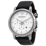 Emporio Armani AR1807 Men's Chronograph Stainless Steel Black Leather Watch 43mm