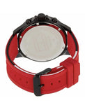 Tommy Hilfiger 1791722 Men's Black Case Red Silicone Band Black Dial Watch 46mm