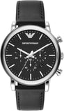 Emporio Armani AR1828 Men's Chronograph Stainless Steel Black Leather Watch
