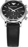 Emporio Armani AR1828 Men's Chronograph Stainless Steel Black Leather Watch