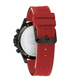 Tommy Hilfiger 1791722 Men's Black Case Red Silicone Band Black Dial Watch 46mm