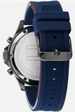 Tommy Hilfiger 1791721 Men's Gray Case Blue Silicone Band Blue Dial Watch 46mm