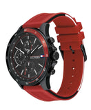 Tommy Hilfiger 1791722 Men's Black Case Red Silicone Band Black Dial Watch 46mm
