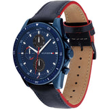 Tommy Hilfiger 1791839 Men's Blue Dial Black Leather Watch 44mm