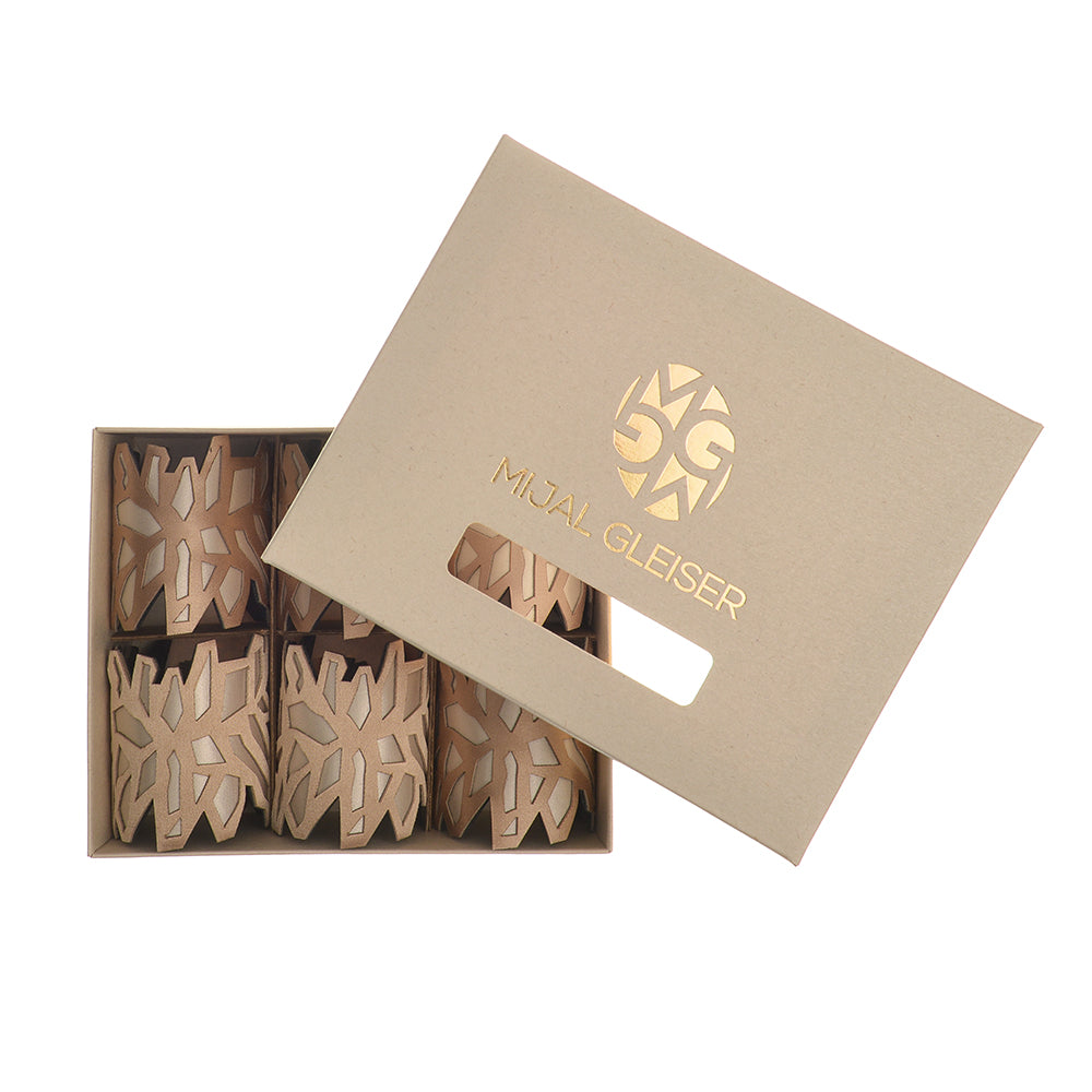 Mijal Gleiser Laser Cut Fabric Napkin Spum Fabric & Napking Rings Set of 6