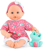(OPEN BOX) Corolle Bebe Bath Oceane - 12” Girl Baby Doll with Rubber Frog Toy, Safe for Water Play in The Bathtub or Pool, Poseable Soft Body with Vanilla Scent, for Kids Ages 18 Months and Up, Pink