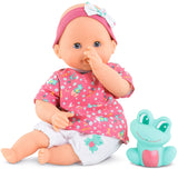 (OPEN BOX) Corolle Bebe Bath Oceane - 12” Girl Baby Doll with Rubber Frog Toy, Safe for Water Play in The Bathtub or Pool, Poseable Soft Body with Vanilla Scent, for Kids Ages 18 Months and Up, Pink