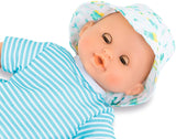 (OPEN BOX) Corolle Bebe Bath Marin - 12” Boy Baby Doll with Rubber Frog Toy, Safe for Water Play in The Bathtub or Pool, Poseable Soft Body with Vanilla Scent, for Kids Ages 18 Months and Up, Aqua