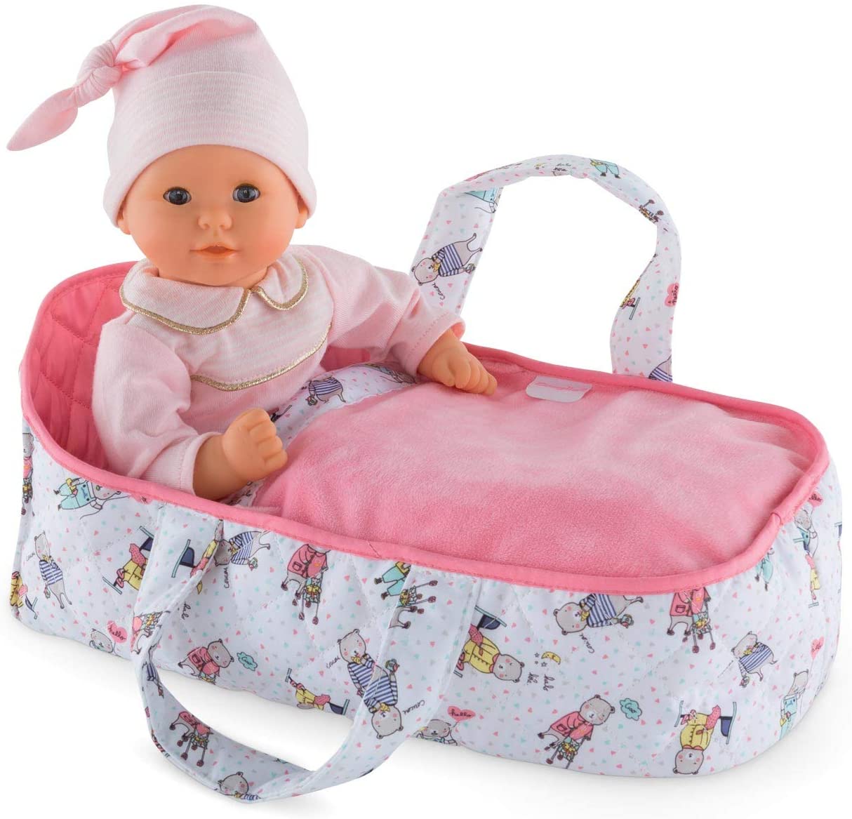 (OPEN BOX) Copy of Corolle Mon Premier Poupon Carry Bed Toy Baby Doll Pink, 12 inches