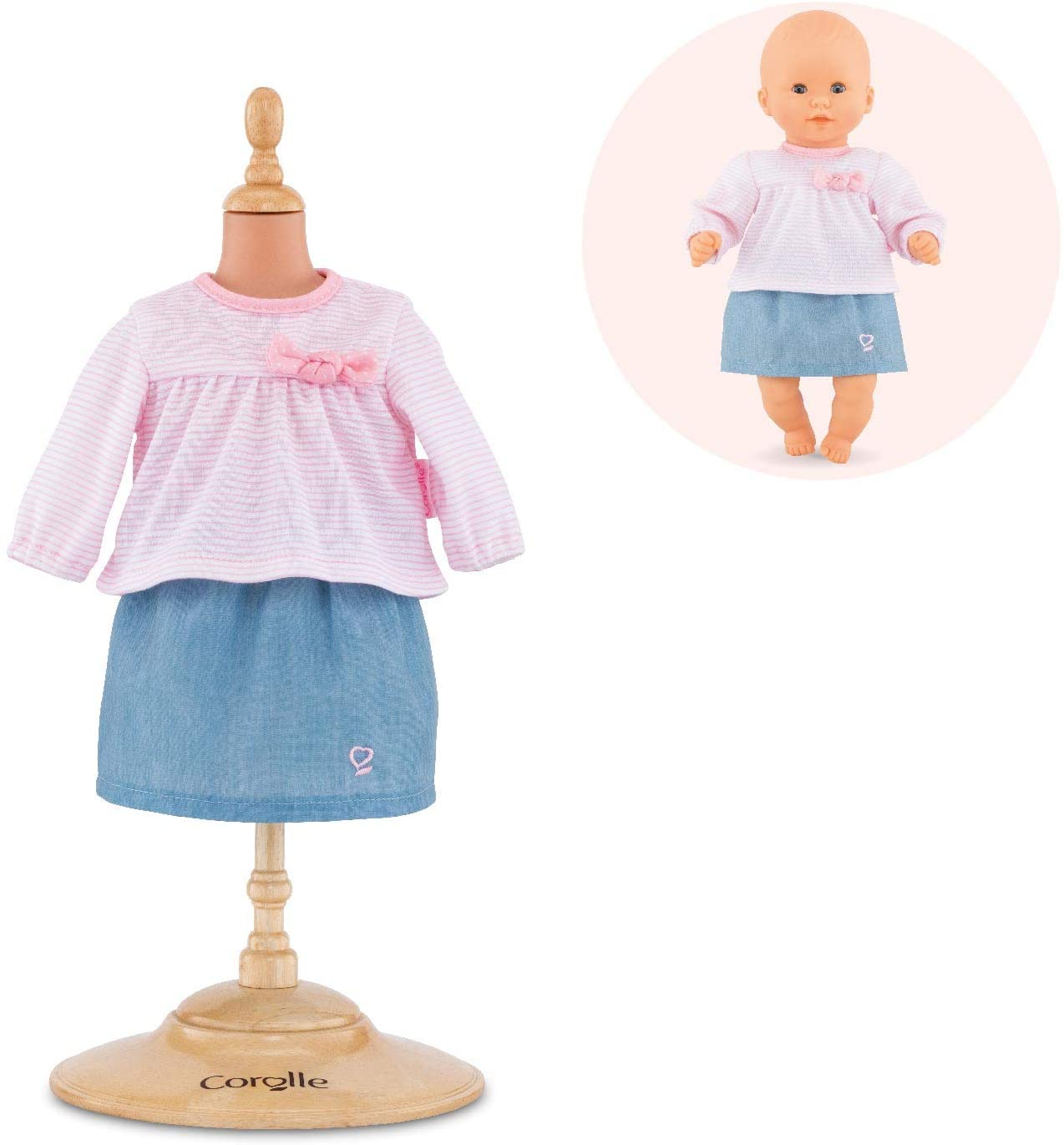 Corolle - Top & Skirt - Baby Doll Outfit - Clothing Accessory for 12" Dolls Pink/Blue…