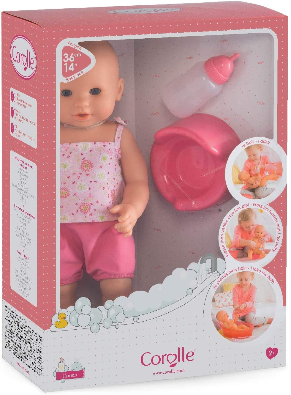 Corolle Mon Grand Poupon Emma Drink &-Wet Bath Baby Toy Baby Doll