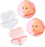 Corolle - Heart Shaped Doll Pacifier Accessory for 14-17" Dolls, 2 Pack, Clear/Pink (140370)