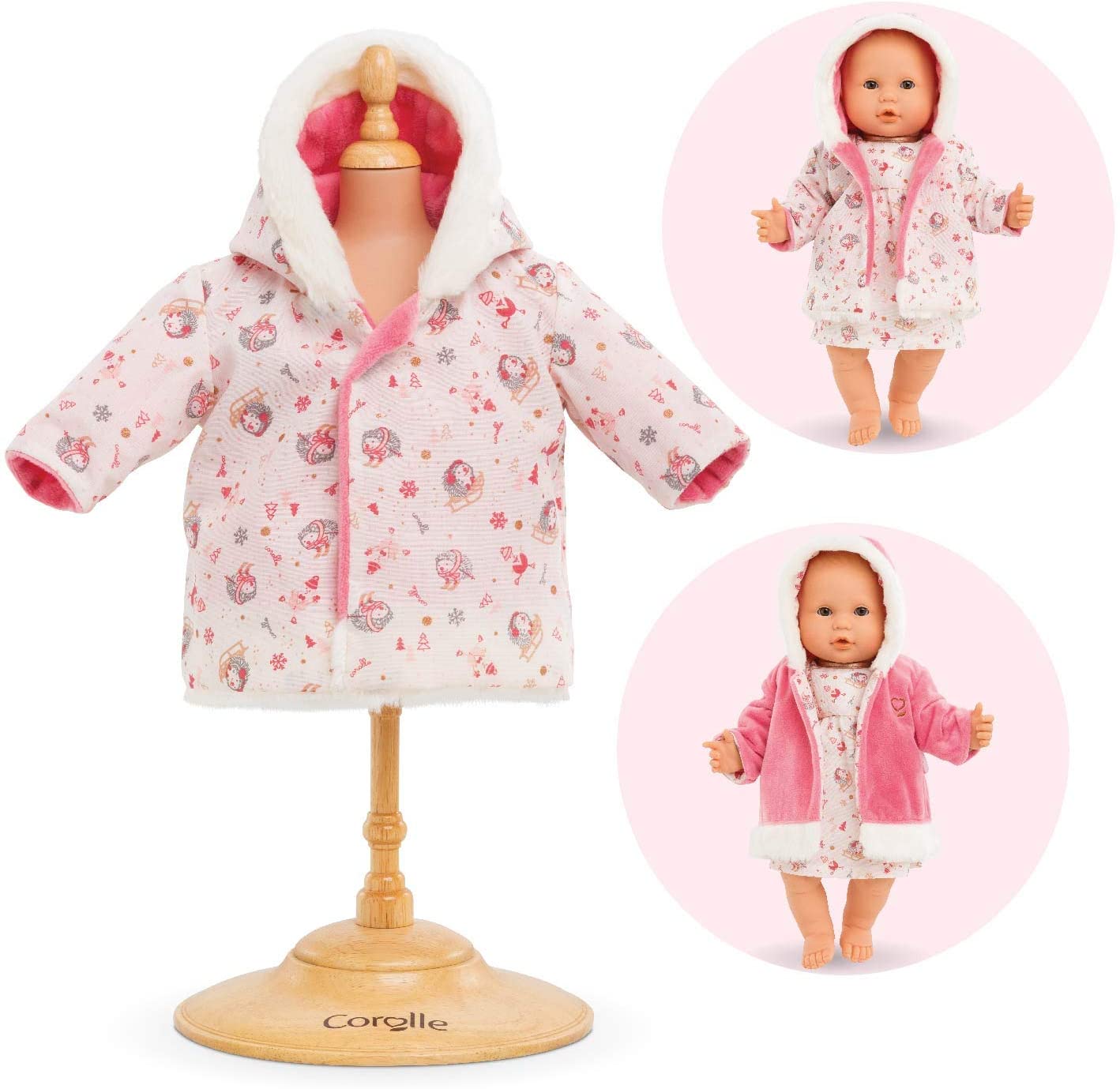 Corolle - Enchanted Winter Reversible Coat - Clothing Accessory for 14" Baby Dolls