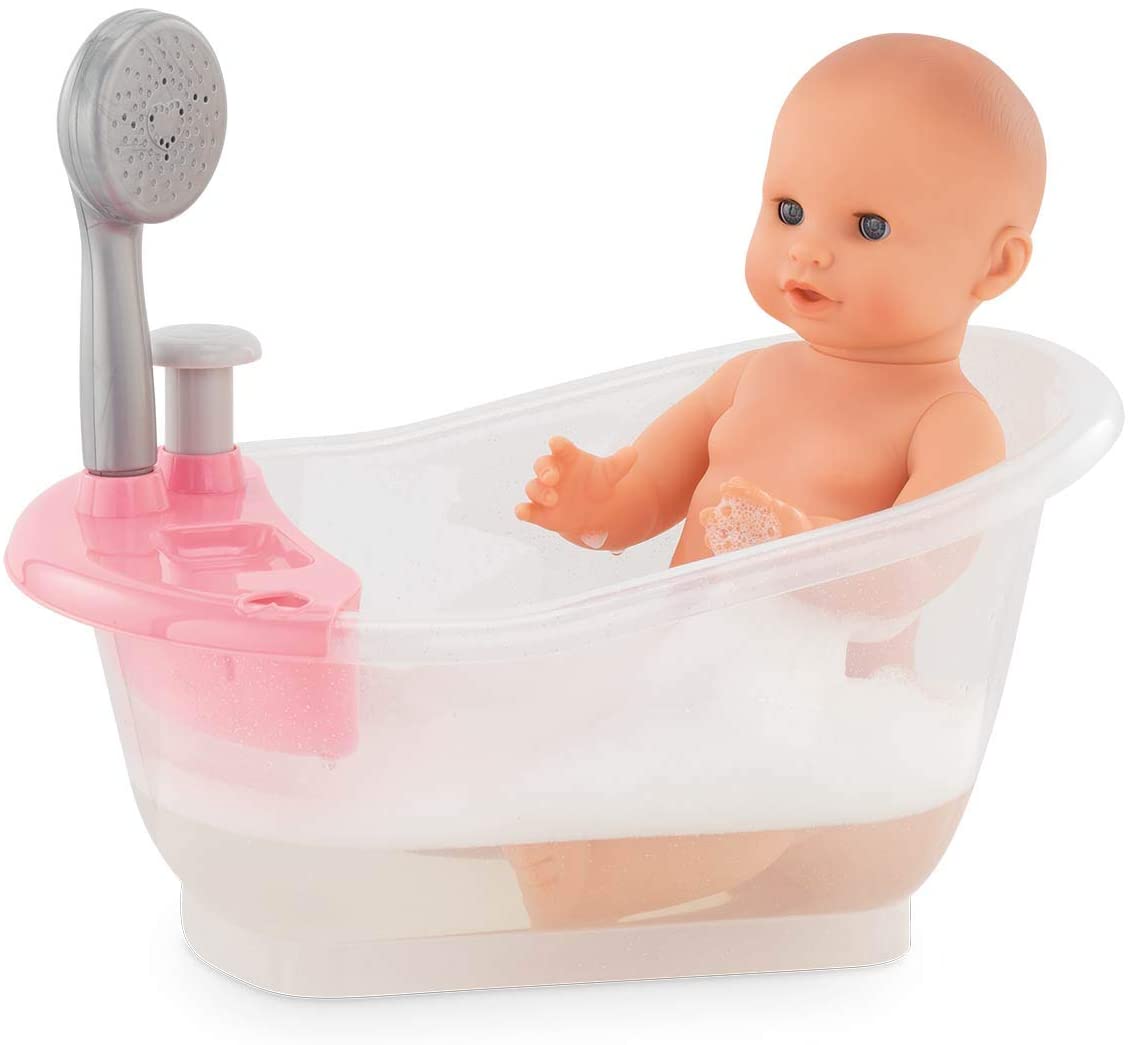 Corolle - Bathtub with Shower - Bath Play Set for 12" & 14" Baby Dolls, Pink