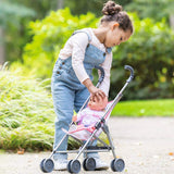 Corolle Umbrella Baby Doll Stroller - for Mon Grand Poupon 14" and 17" Dolls, Folding with 2 Locking Points for Safety, Pink (9000140720)