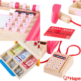 (OPEN BOX) Hape Checkout Wooden Register Pretend & Play Role Play Set with Accessories