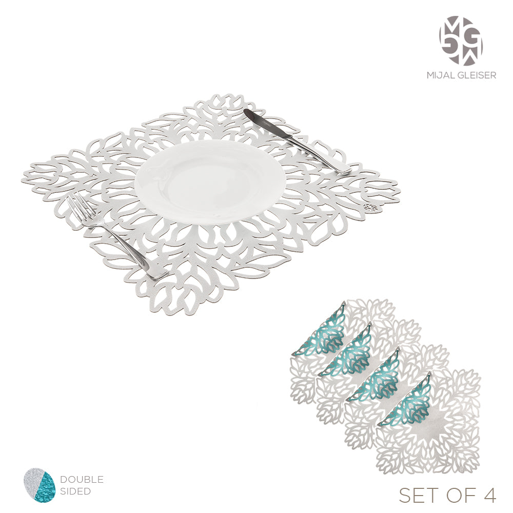 Mijal Gleiser Double Sided Placemats Laser Cut Heat Resistant Non Slip Stain Resistant Set of 4