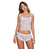 Besame Babydoll Women Sexy Lingerie Shiny Satin Lace Sleepwear Set