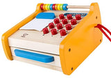 Hape Checkout Register Kid's Wooden Pretend Play Set Yellow, L: 7.6, W: 7.9, H: 4.8 inch