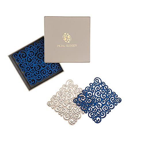Mijal Gleiser Double Sided Coasters Laser Cut Heat Resistant Non Slip Stain Resistant Multiple Designs Set of 6
