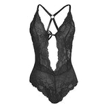 Besame Women Babydoll One Piece Cross Back Lace Deep V Bodysuit Teddy Underwear Sexy Lingerie