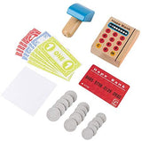 Hape Checkout Register Kid's Wooden Pretend Play Set Yellow, L: 7.6, W: 7.9, H: 4.8 inch