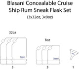 BLASANI Concealable Cruise Ship Rum Sneak Flask Kit Set (3x32oz, 3x8oz)