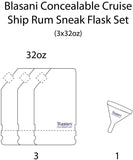 BLASANI Concealable Cruise Ship Rum Sneak Flask Kit Set (3x32oz)