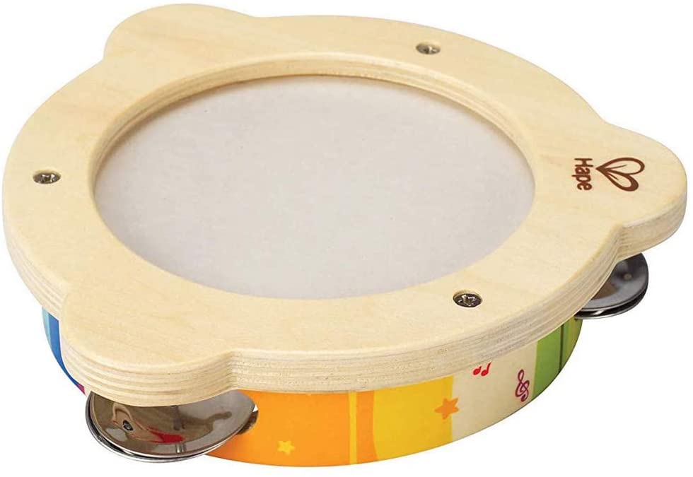 Hape Tab Along Mr. Tambourine | Kid's Wooden Drum Musical Instrument