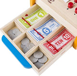 Hape Checkout Register Kid's Wooden Pretend Play Set Yellow, L: 7.6, W: 7.9, H: 4.8 inch