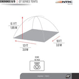 NTK Cherokee GT 8 to 9 Person 10 by 12 Foot Outdoor Dome Family Camping Tent 100% Waterproof 2500mm, Easy Assembly, Durable Fabric Full Coverage Rainfly