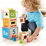 Hape Pyramid of Play Wooden Toddler Wooden Nesting Blocks Set, L: 5.5, W: 5.5, H: 5.5 inch