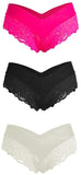 Besame Women Sexy Lingerie Cheeky Lace Hipster Panties Underwear Pack of 3