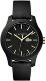 Lacoste Women's Ladies 12.Stainless Steel Quartz Watch with Silicone Strap, Black, 2000959
